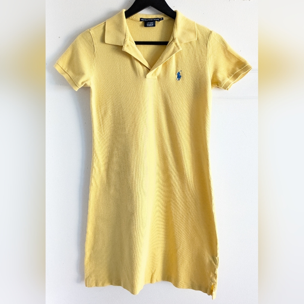 Ralph Lauren Yellow sport cotton mesh polo dress size XS